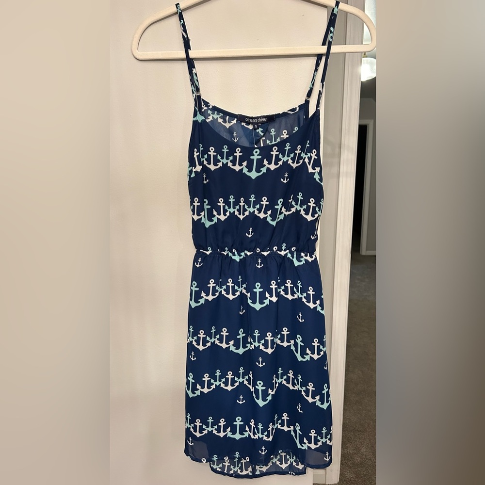 Anchor Print Open Back Dress